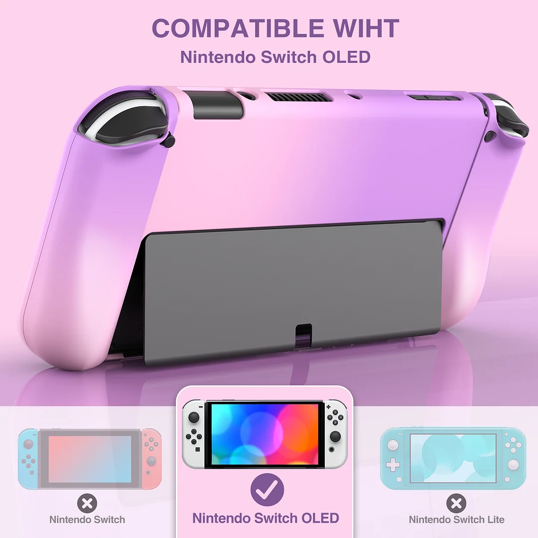 DinoFire Protective Grip Case Fit for Nintendo Switch,Soft Silicone Case for Nintendo Switch with Screen Protector and Thumb Grip