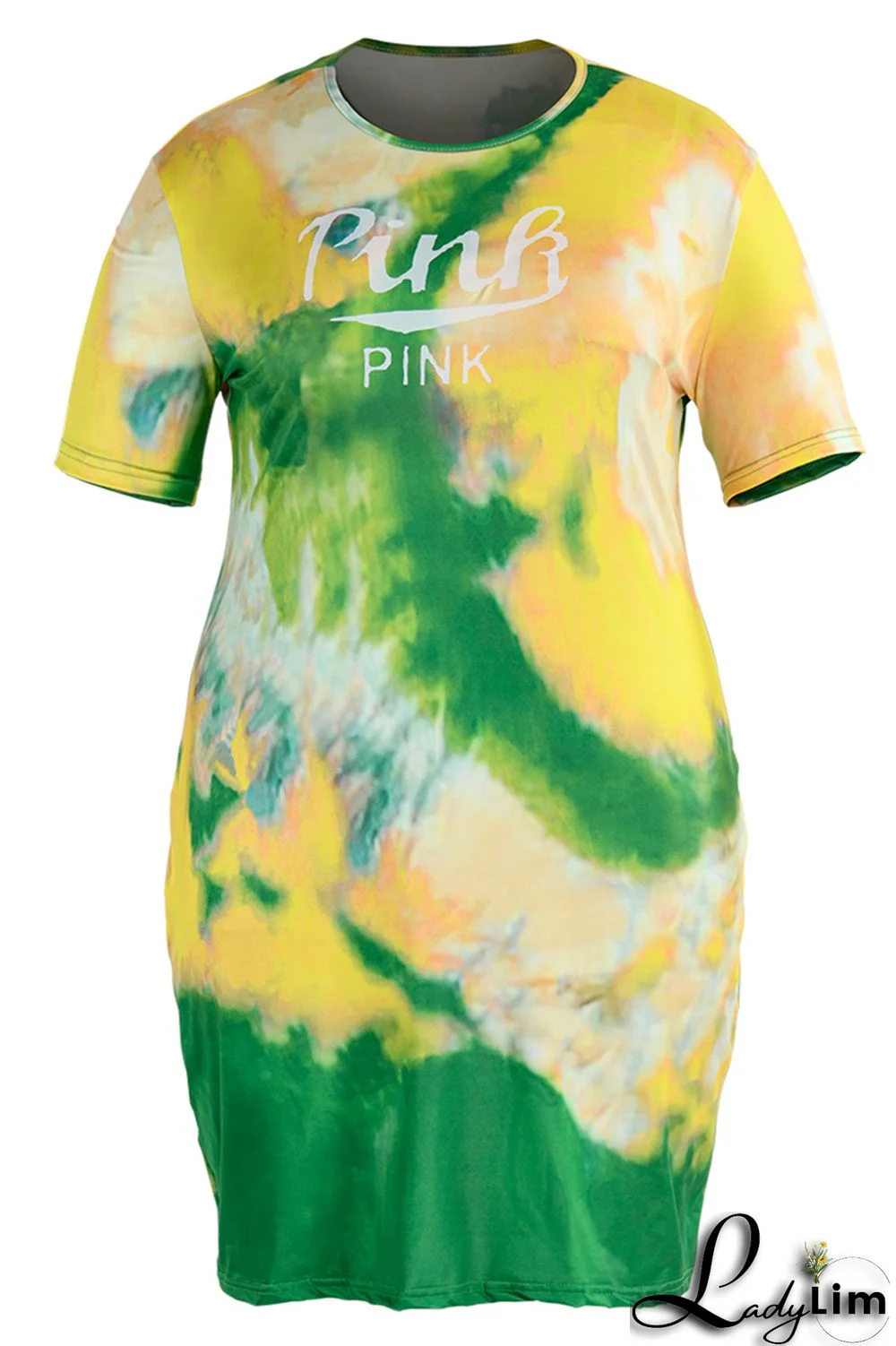 Purple Fashion Casual Letter Print Tie-dye O Neck Short Sleeve Dress Dresses