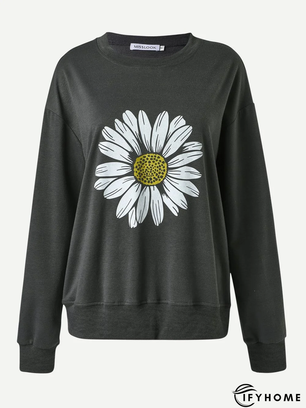 Floral Cotton-Blend Casual Long Sleeve Sweatshirt | IFYHOME