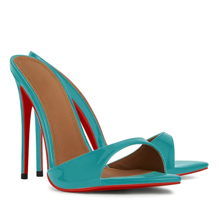 120mm Women's Sandals Pointed Toe Mules Heels Slip on Stilettos-vocosishoes