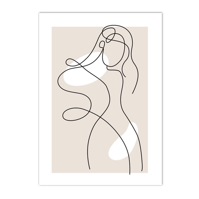 Abstract Wall Art Poster Black Beige Canvas Painting Woman Body Face Print Pictures Nordic Wall Posters Living Room Home Decor