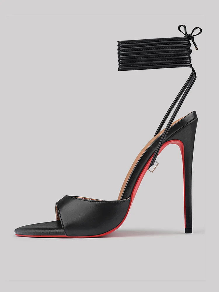 120mm Women Matte Open Toe Sandals Stilettos Adjustable Ankle Strap Red Bottom High Heels Party Photo Shoes