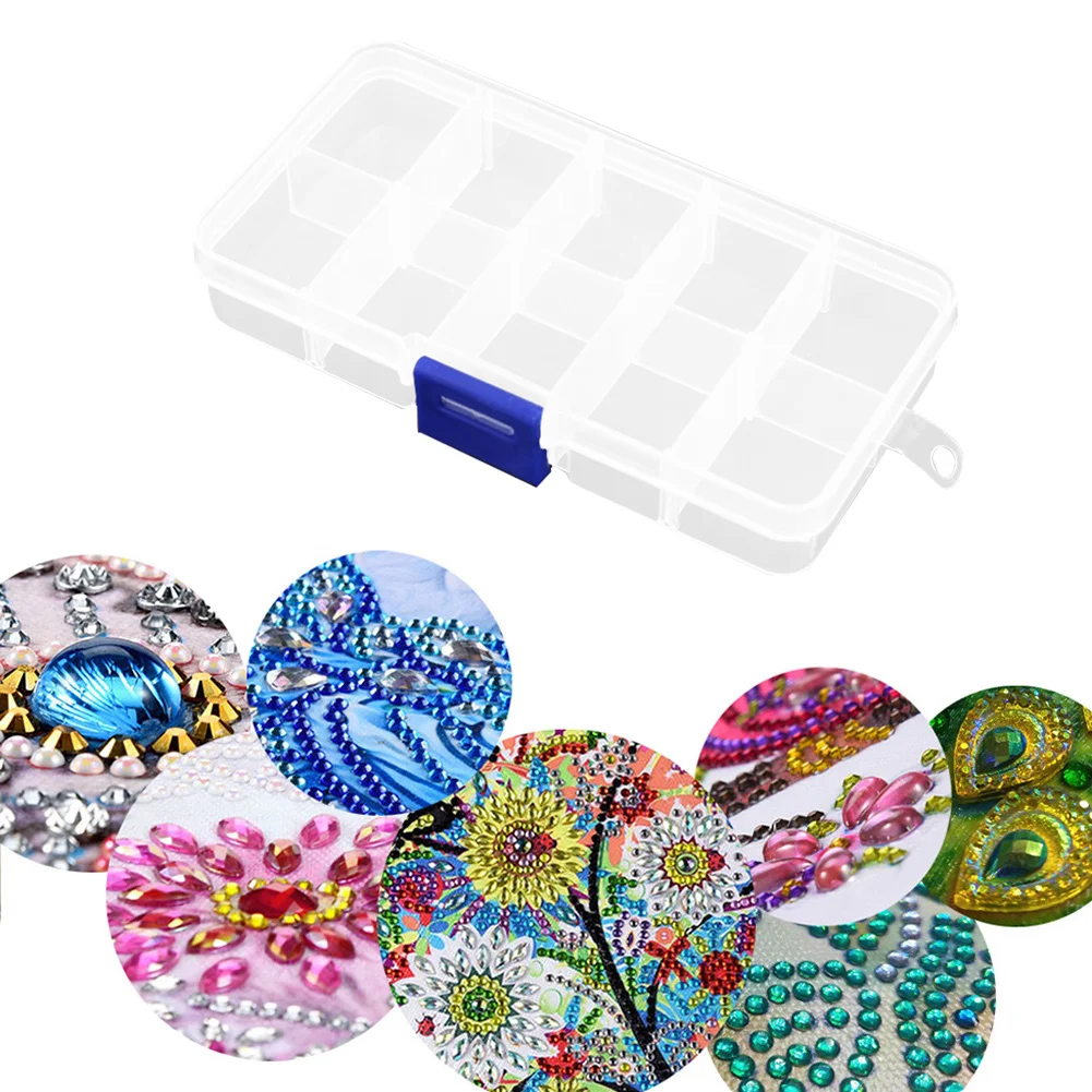10 Grids Compartments Plastic Transparent Organizer Diamond Storage Box