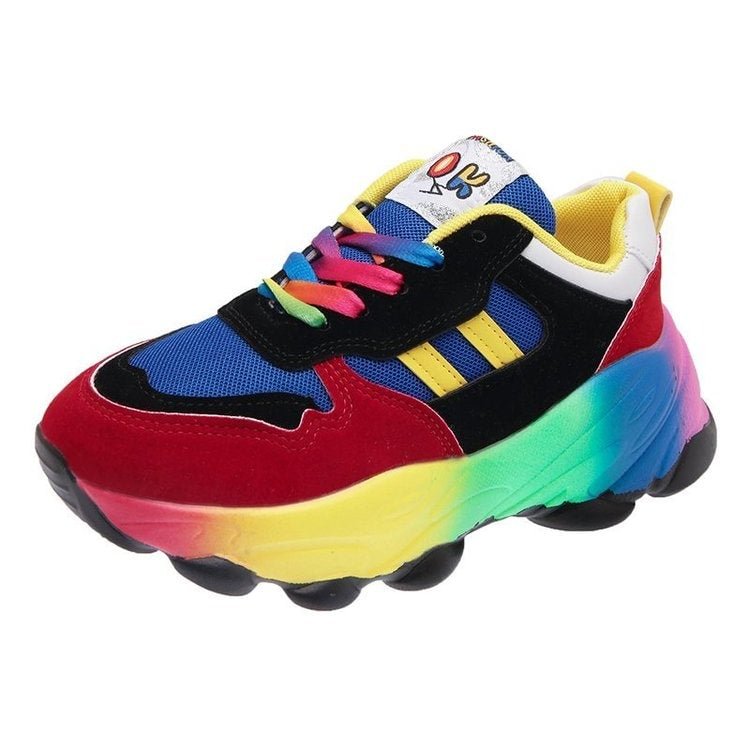 Colorful Dad Shoes Jelly Internet Hot Sports 2021 Spring New Color Matching Casual Personalized Platform Rainbow Women's Shoes
