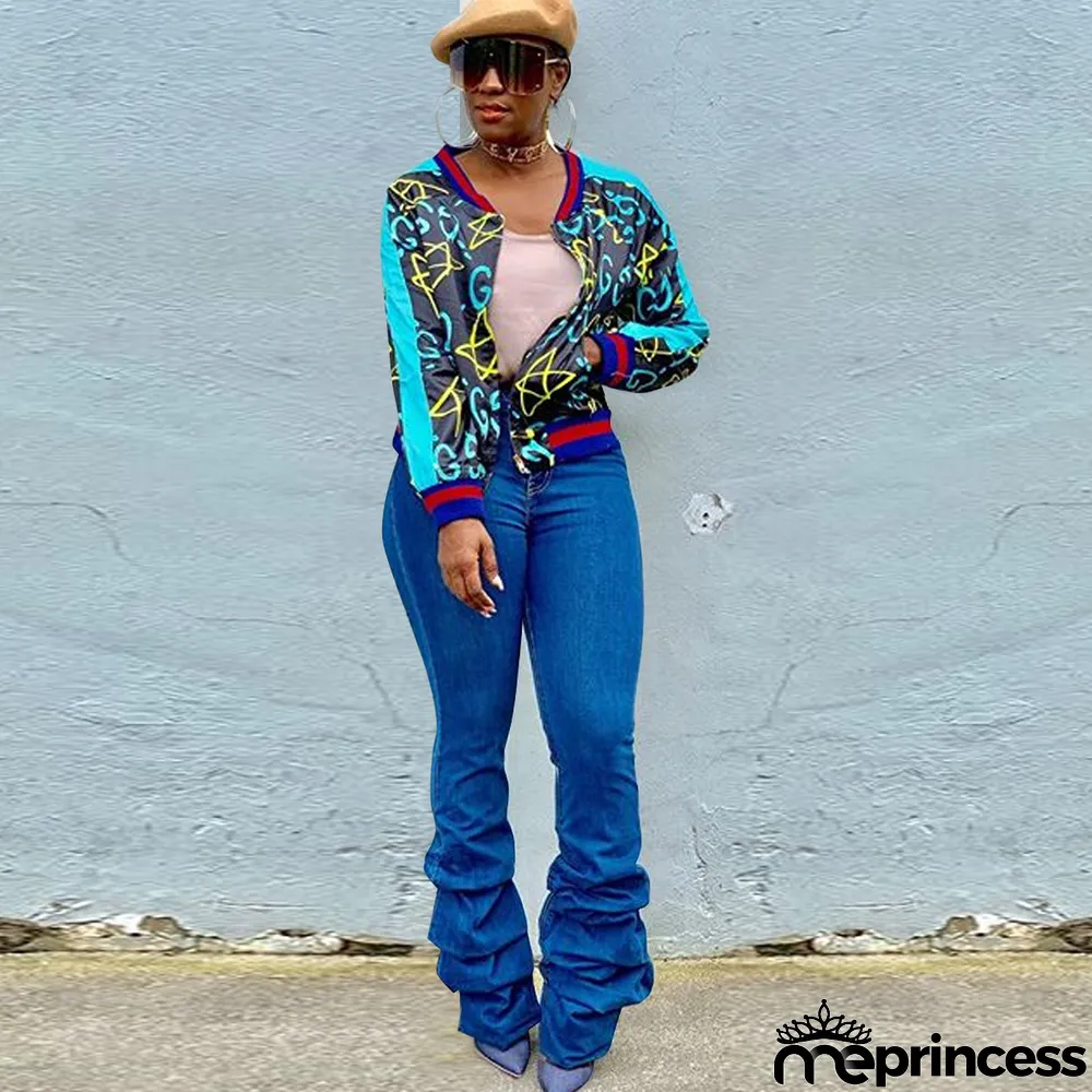 Casual Printed Full Sleeve Zipper Jacket Coats