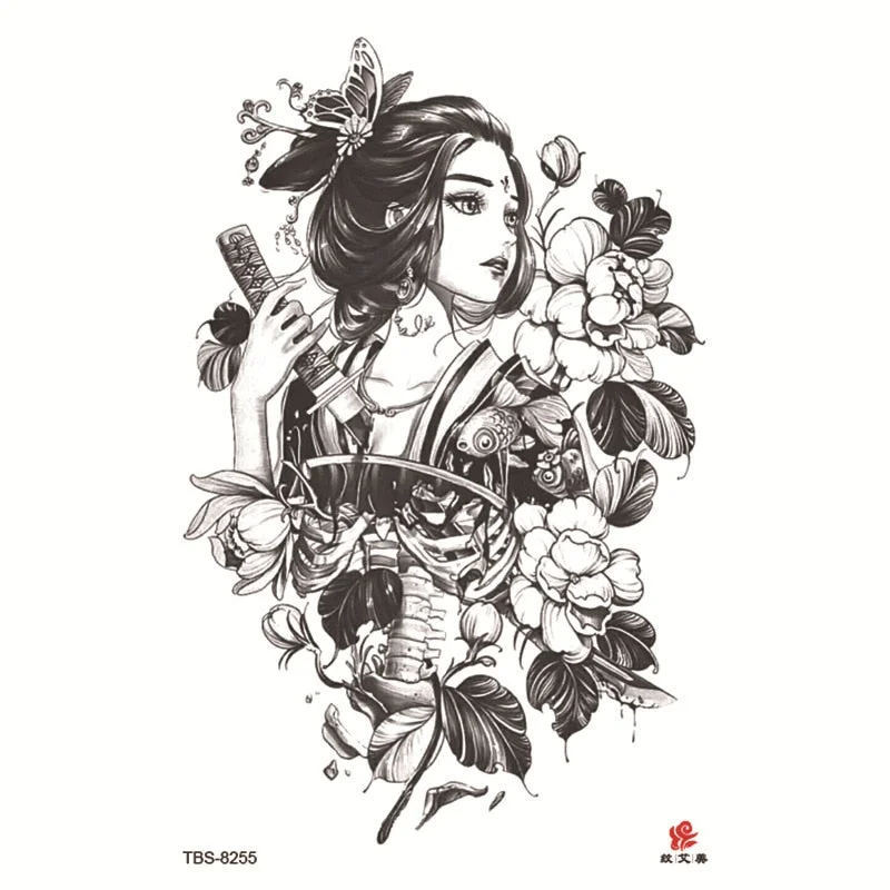 Waterproof Temporary Tattoo Sticker Warrior Girl Flash Tattoos Beauty Portrait Angel Body Art Arm Fake Tatoo Women arm tattoo