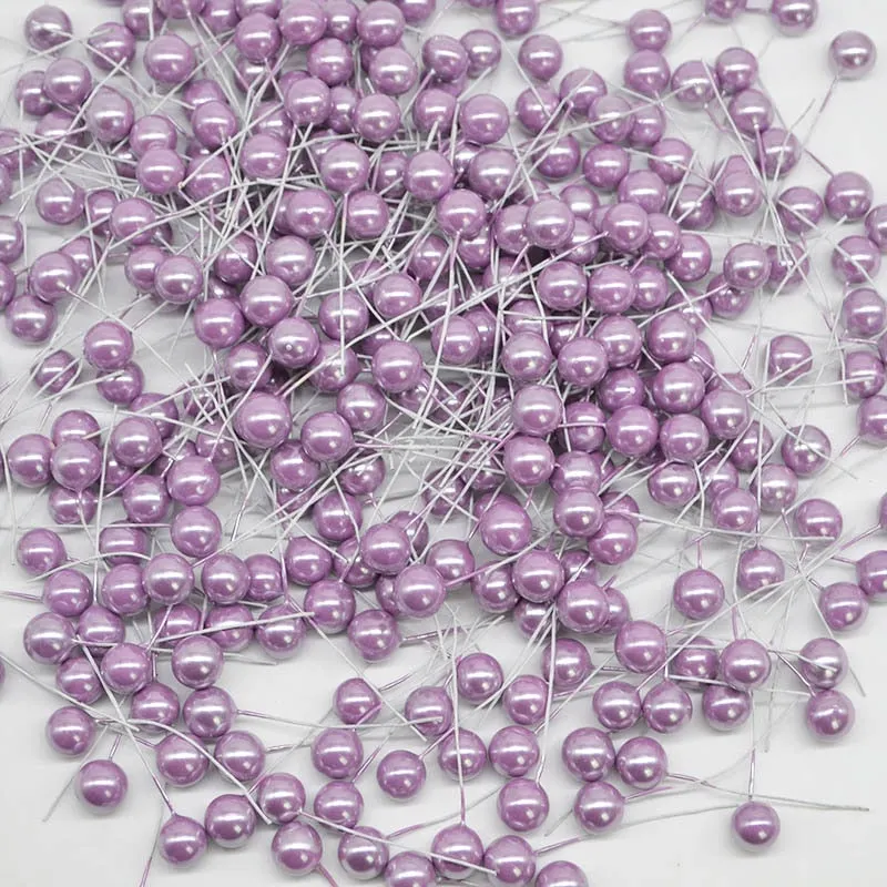 50pcs Colorful Pearl Stamens Artificial Flower small berries cherry For DIY Wedding Christmas Cake Box Pearl Wreaths Decoration