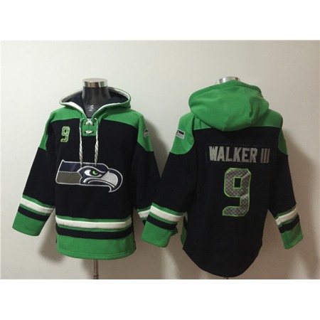 Men's  Seattle Seahawks #9 Kenneth Walker III Black Ageless Must-Have Lace-Up Pullover Hoodie