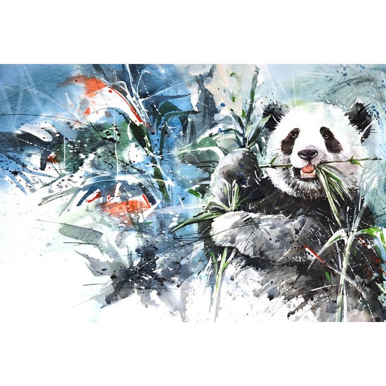 Peinture de diamant - rond complet - mangeant le panda