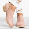 Plain  Chunky  Low Heeled  Point Toe  Casual Ankle Boots