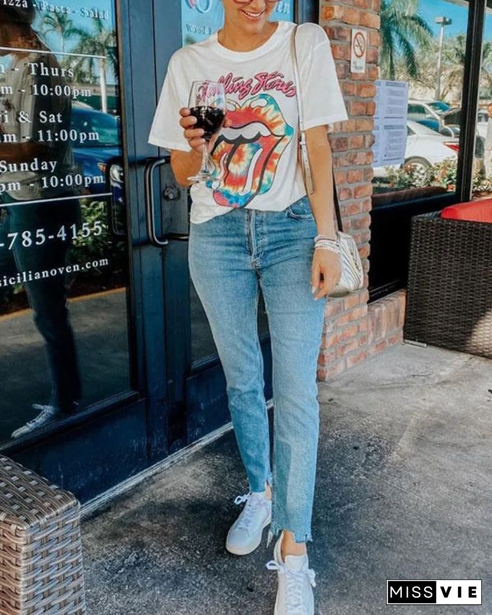 Lip Print White T-shirt