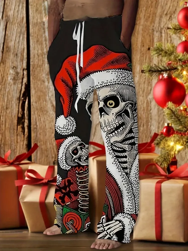 Christmas Skull Pattern Men's Casual Pants