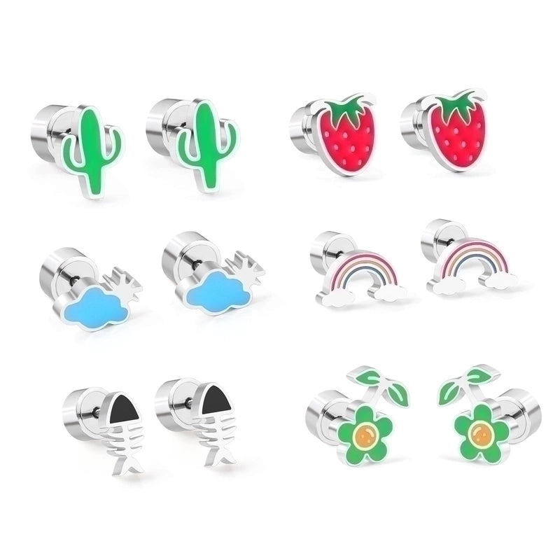 Minimalist Flower Stainless Steel Ear Studs 1 Pair