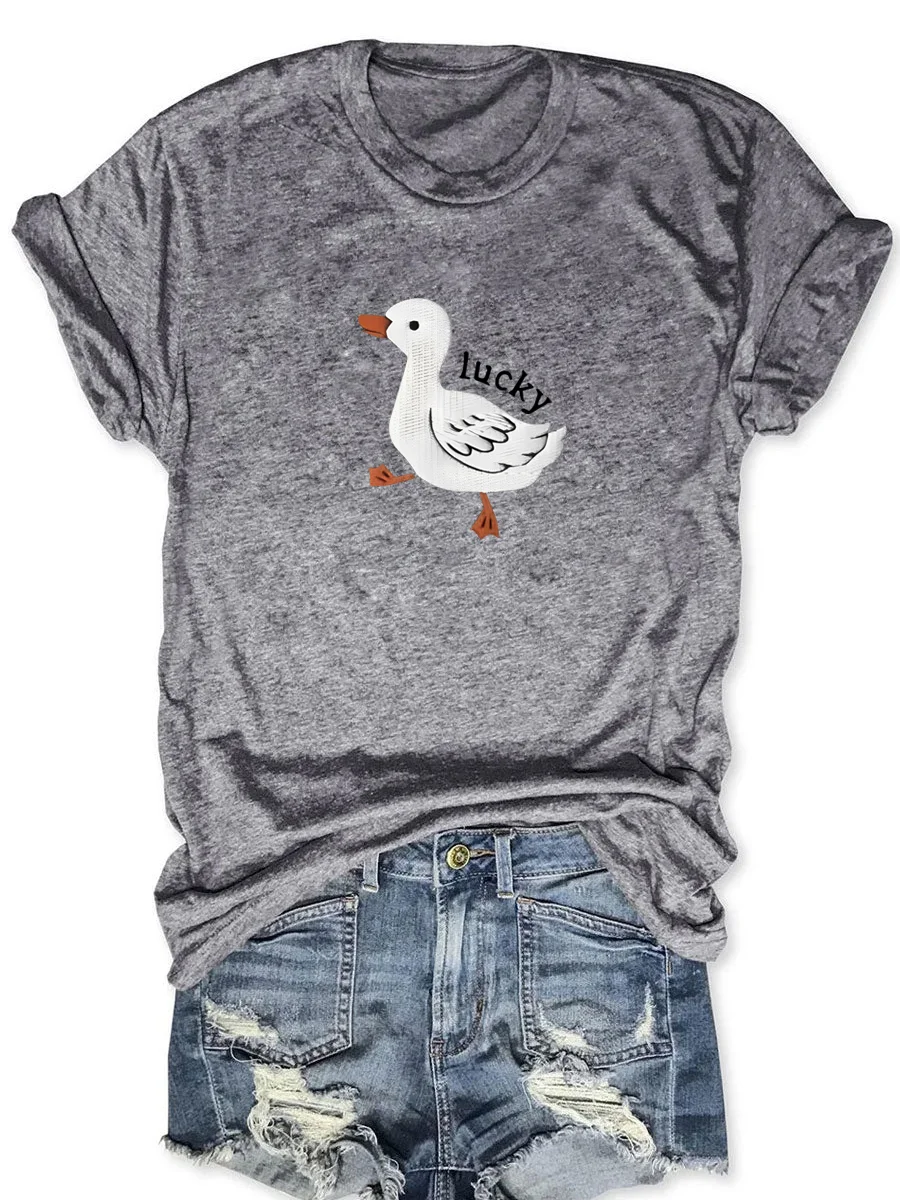 Eagerlys Eagerlys  Embroidered Lucky Duck T-Shirt Eagerlys