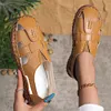 Gioiacombo&trade; Nuovi sandali cavi casual in pelle da donna