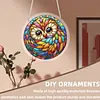 (25cm)DIY Acrylic Jigsaw Puzzle Window Hanging with Hanging Chain DIY Stained Glass Decoration Round Window Puzzle Decor for DIY Craft Project (Stained Glass Owl)
