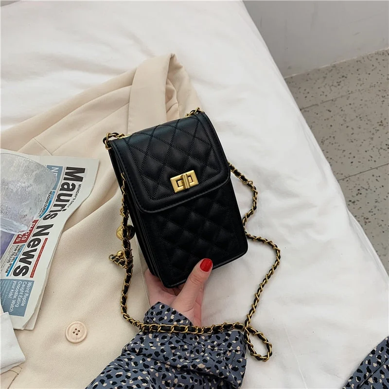 էѧӧܧ PU Leather Crossbody Bags Womens 2021 Summer Luxury Trendy Brand Chain Travel Shoulder Handbags Phone Purses