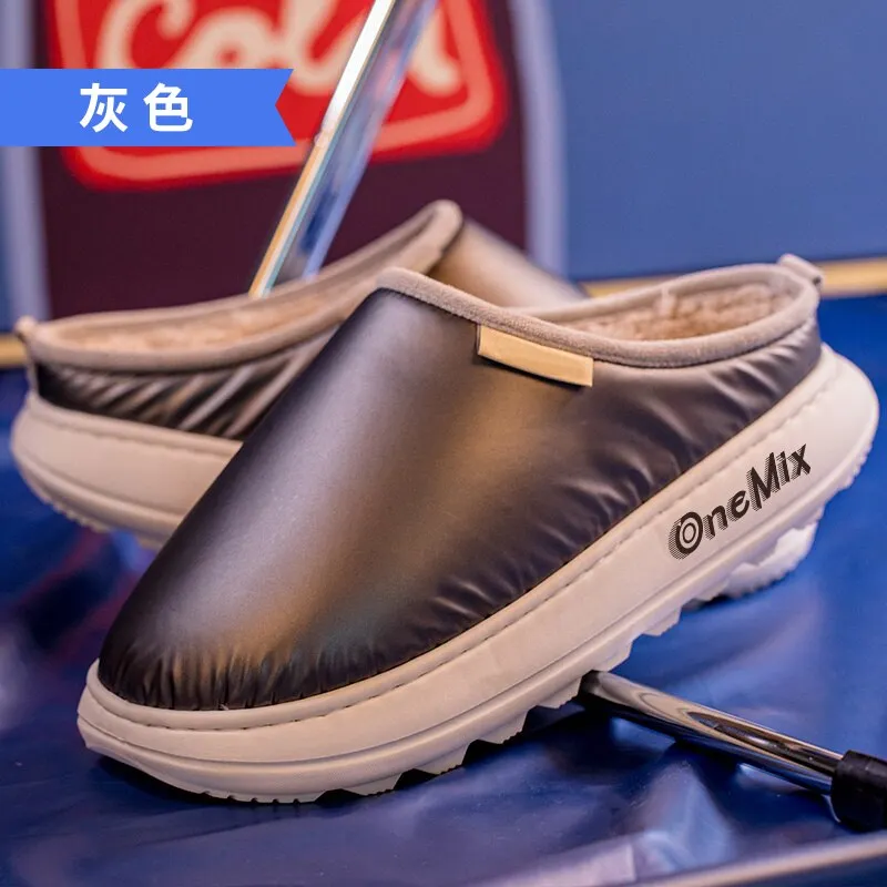 ONEMIX Men Women Flip Flop Casual Slippers Flats Fashion Personality Indoor Non-slippper Winter Unisex  warm shoes