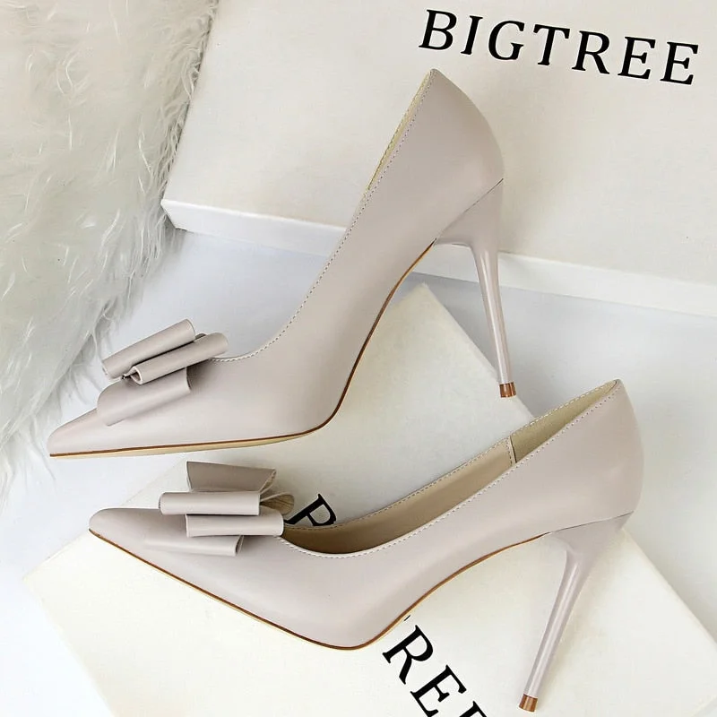 BIGTREE Shoes Bow-knot Pumps Women High Heels 2022 Fashion Women Heels Lady Stiletto Shoes Wedding Shoes Classic Pumps Footwear