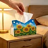 DIY Diamond Art Tissue Box Holder Sunflower PU Leather Diamond Art Desktop Organizer Resin Rhinestone Storage Organizers Gem Art Home Office Decor Craft Gift