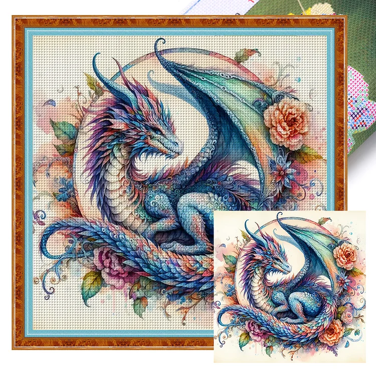 Vintage Rose Pterosaur (40*40cm) 14CT Stamped Cross Stitch gbfke