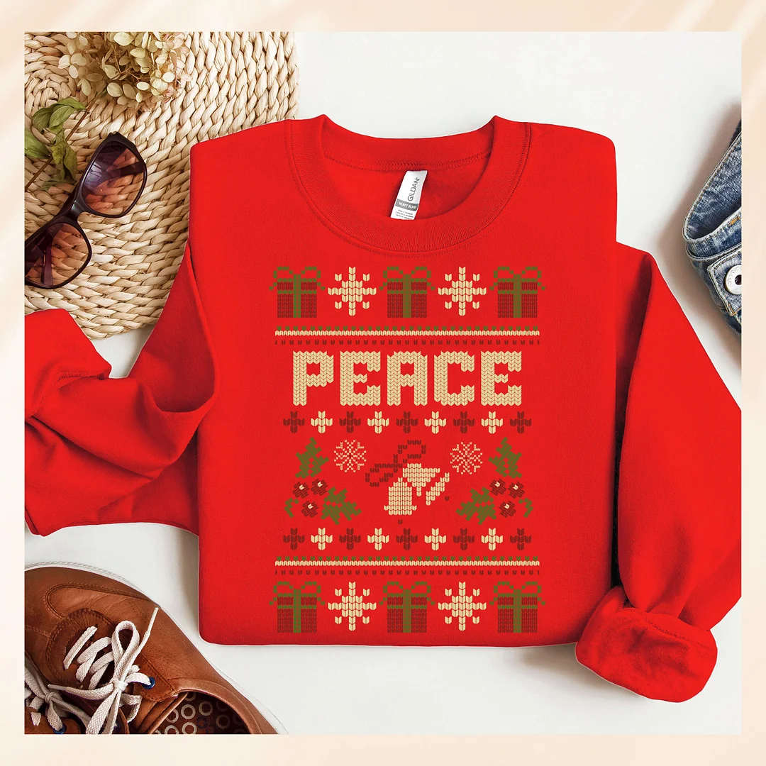 Funny Matching Couples Christmas Sweatshirt Set&ndash; 'I Come In Peace ' & 'Peace'