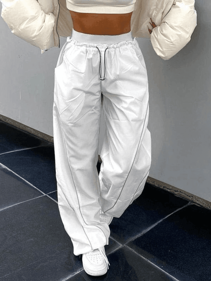Brownm Pintuck Detail Straight Leg Pants