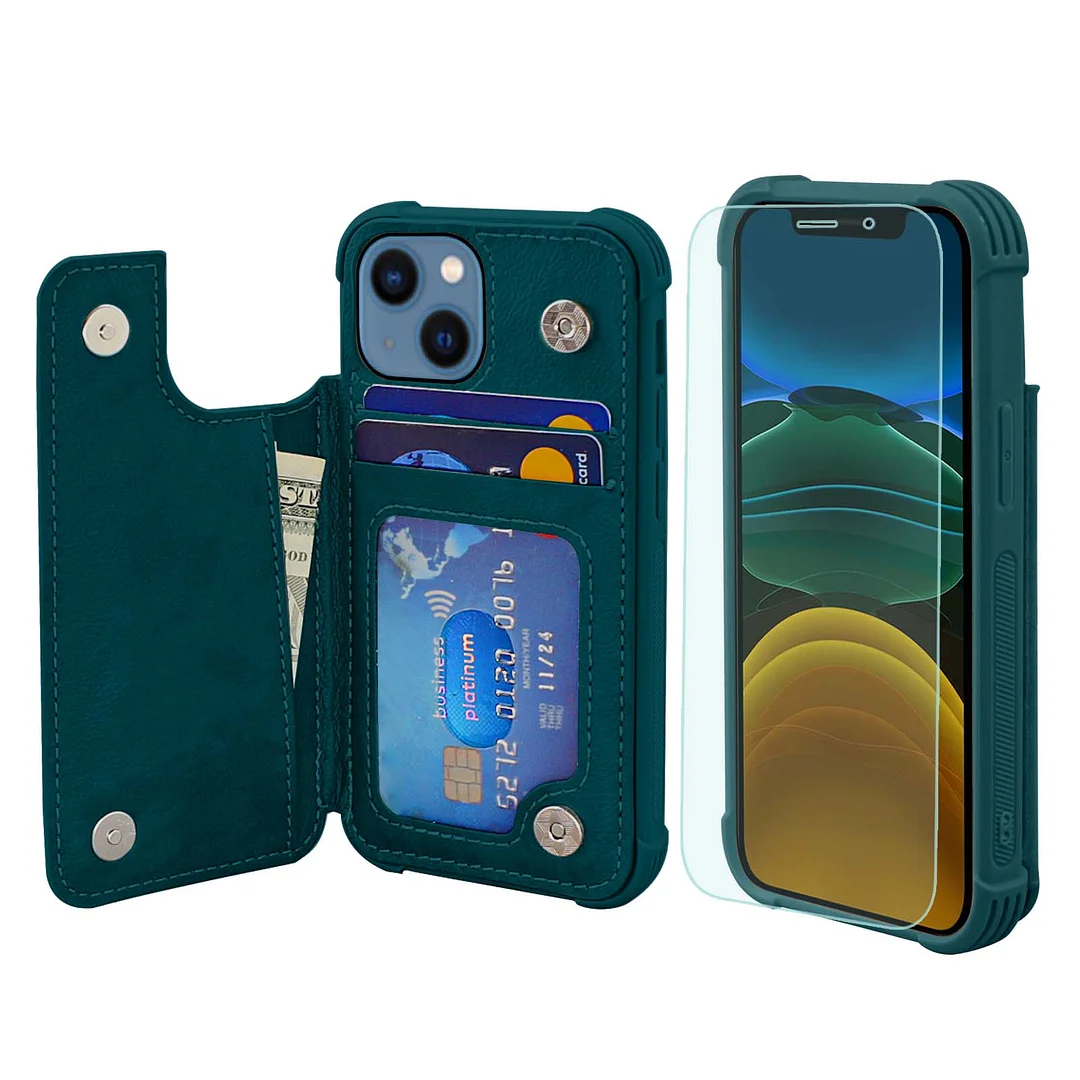 VANAVAGY Wallet Case for iPhone 13 Wallet Case for magnetic car mount