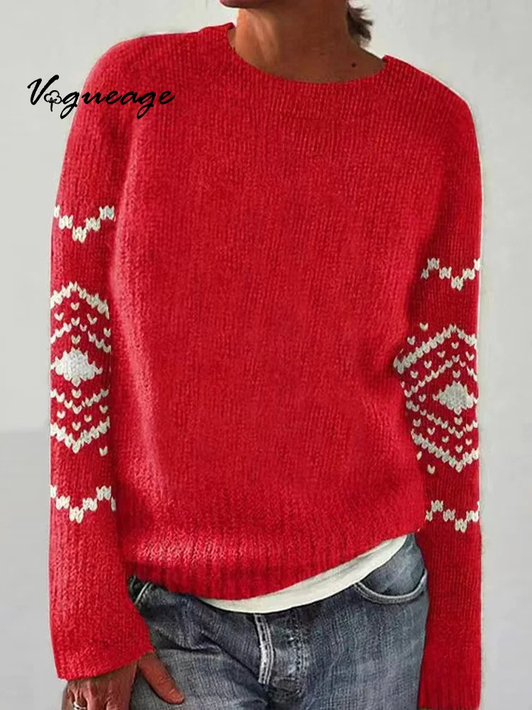 Gentle Pattern Loose Fashionable Pullover Knitted Sweater