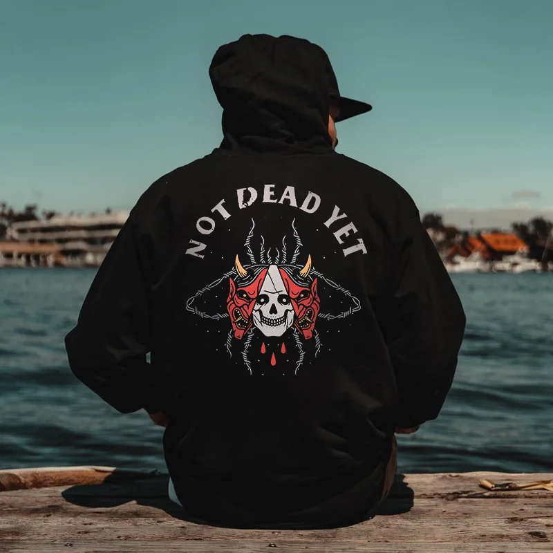 Not Dead Yet Devil Printed Plus Men's Hoodie -  