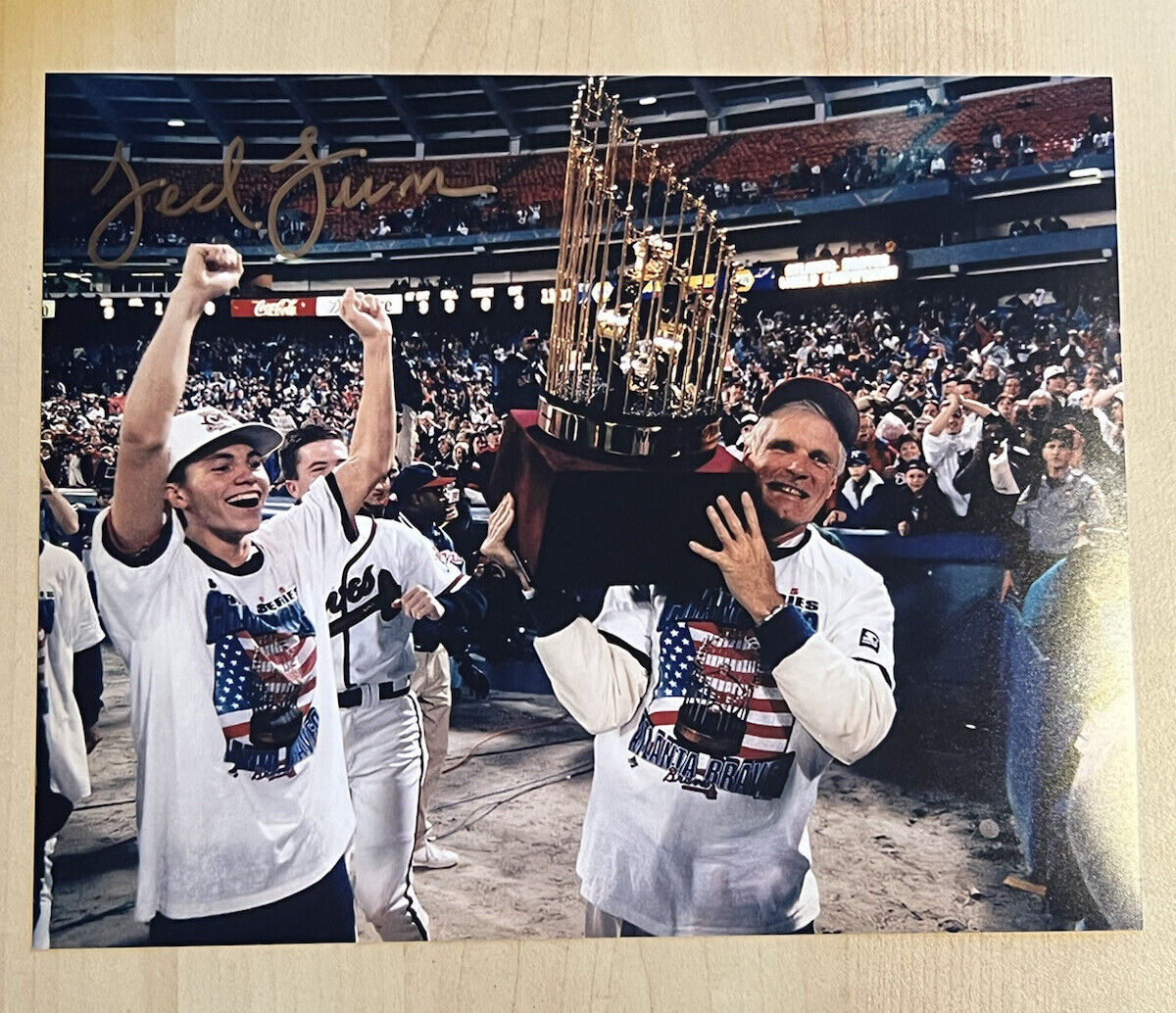 TED TURNER HAND SIGNED 8x10 Photo Poster painting OWNER ATLANTA BRAVES AUTOGRAPHED RARE COA