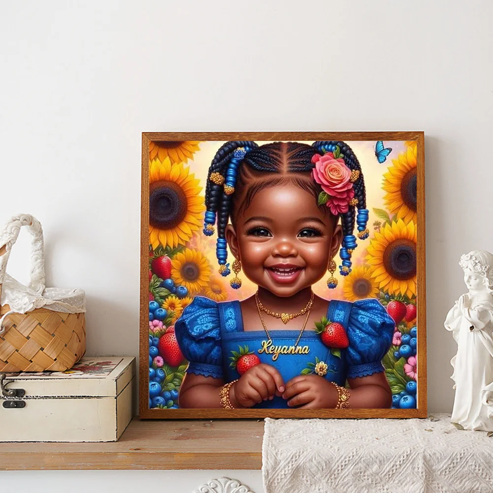 Diamond Painting - Full Round Drill - Black Girl(Canvas|30*30cm)