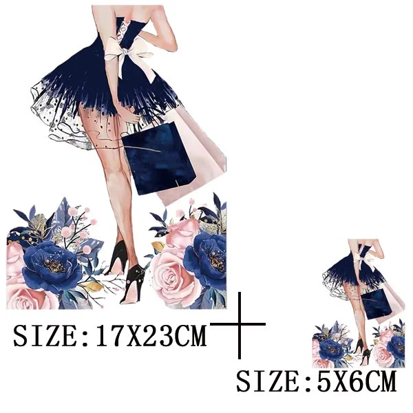 Fashion Girls Thermal Sticker On T-shirt DIY A-levels Iron On Transfer For Clothing Pretty Lady On Woman Clothes Patch Appliqued