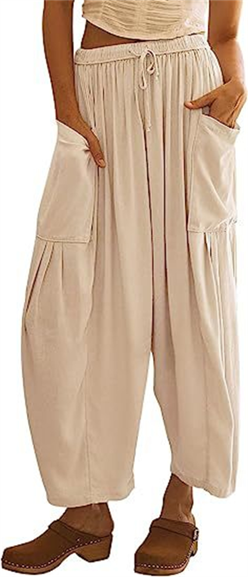 Mature Women Fashion Wide Leg Pants Summer Loose Trousers