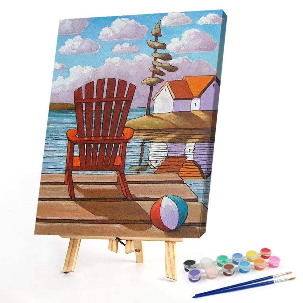 

40*50CM - Paint By Numbers - Lake Chair Hut, 501 Original