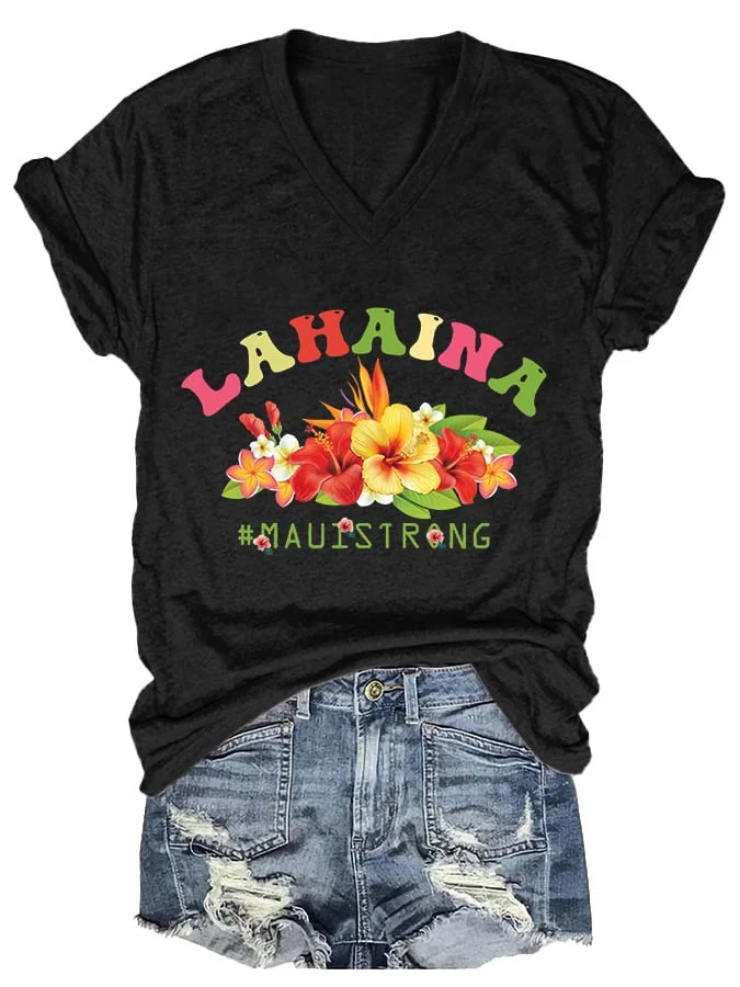 Women's Lahaina Maui Strong Print Casual T-Shirt