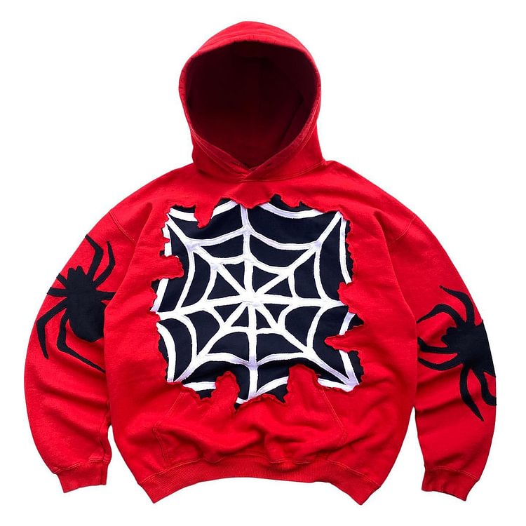spider print hoodie