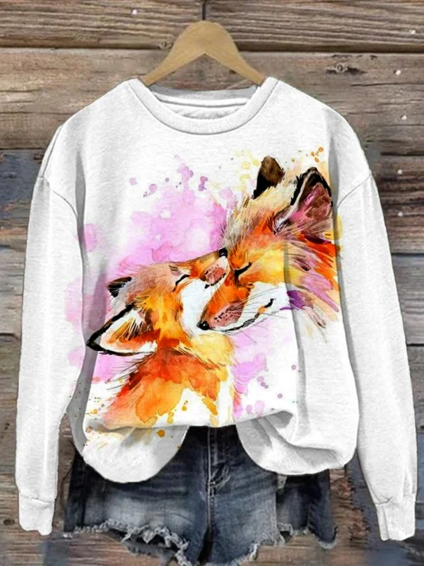 Forest Fox Watercolor Linen Blend Sweatshirt