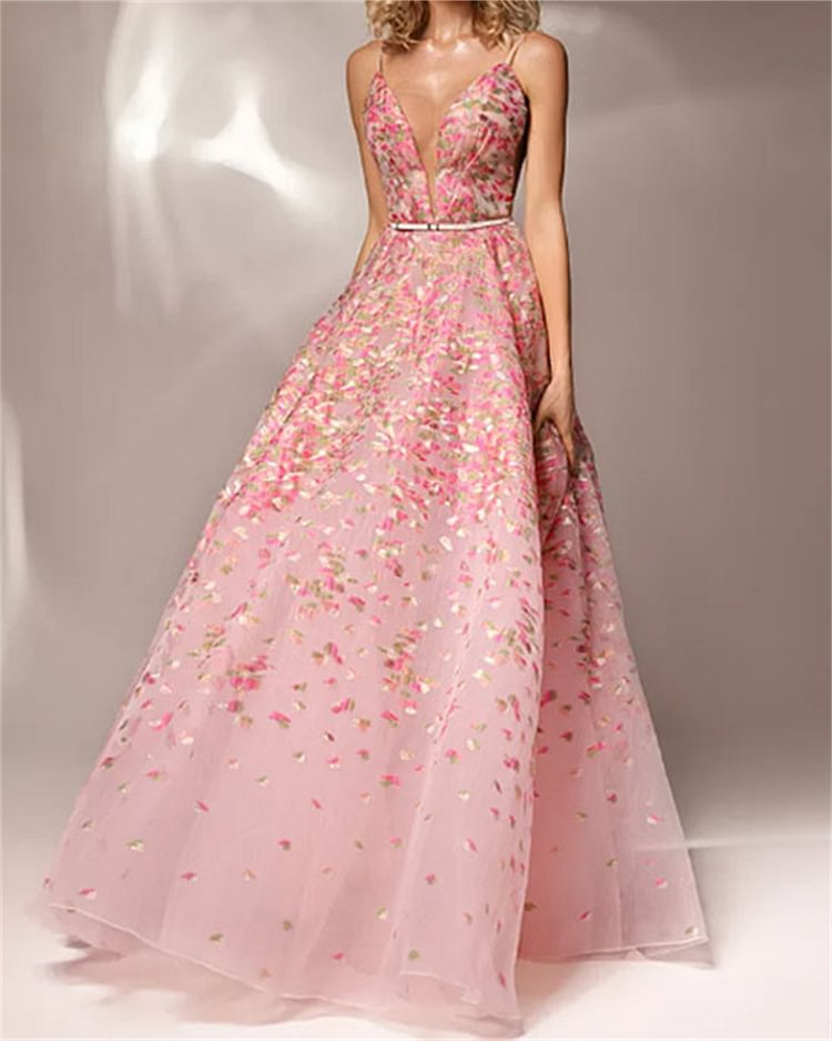 Women's Solid Color Embroidery Mesh Dress