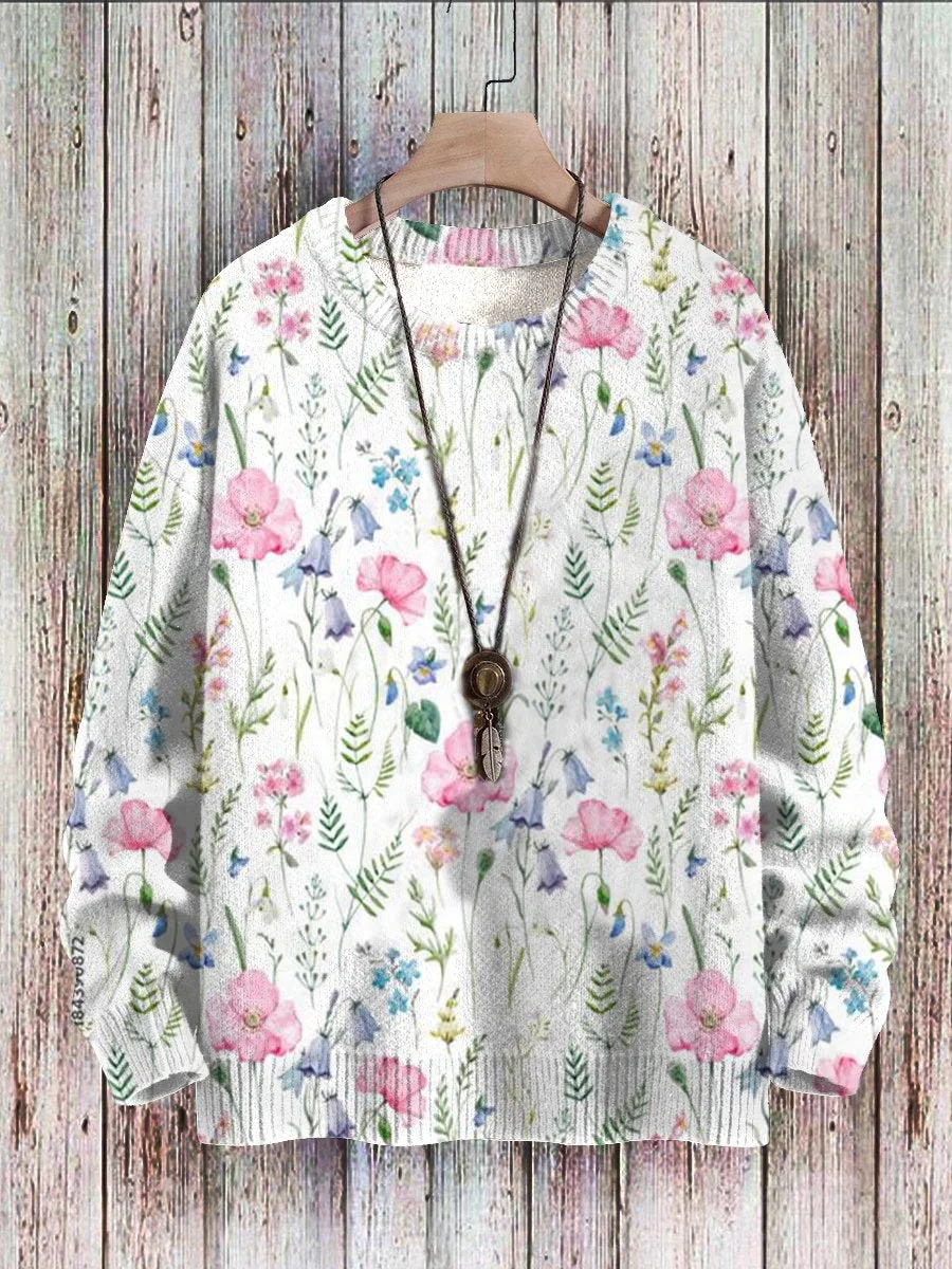 Unisex Floral Print Crew Neck Sweatshirt