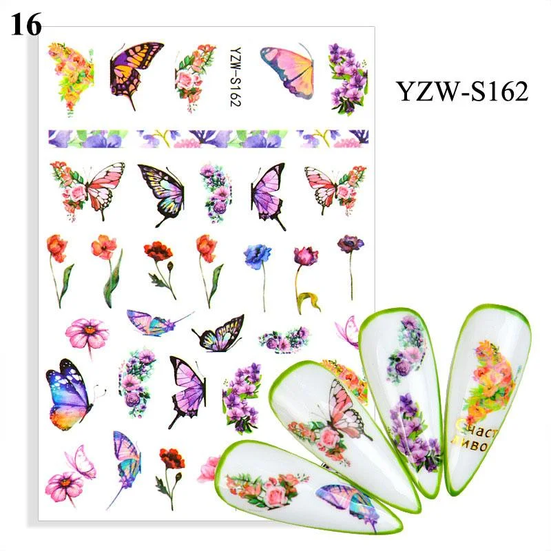 1 Sheet Human Face Nail Stickers And Decals 2021 Nail Art Decorations Set Geometric Pattern Dried Flowers Sliders For Nails Art-Nail Inspo