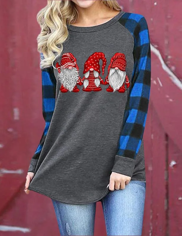 Christmas Gnomies Buffalo Plaid Blouse