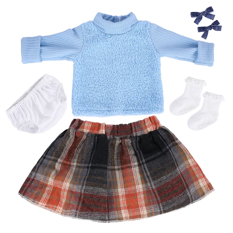 for 17"-22" Reborn Baby Doll Gray-Blue Knit Turtleneck Sweater Set Accessories
