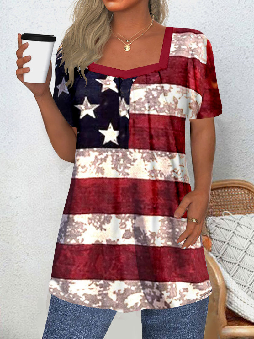 Women Long Sleeve V-neck Graphic Floral Printed Top