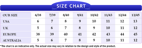 Men Shoes Size Chart