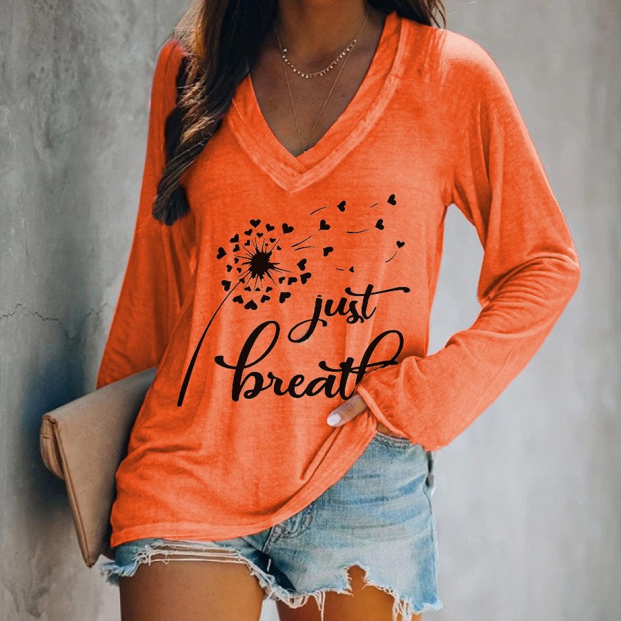 Just Breath Printed Long Sleeves T-shirt