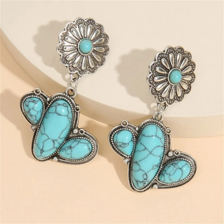 Women's Vintage Folk Style Peacock Blue Earrings