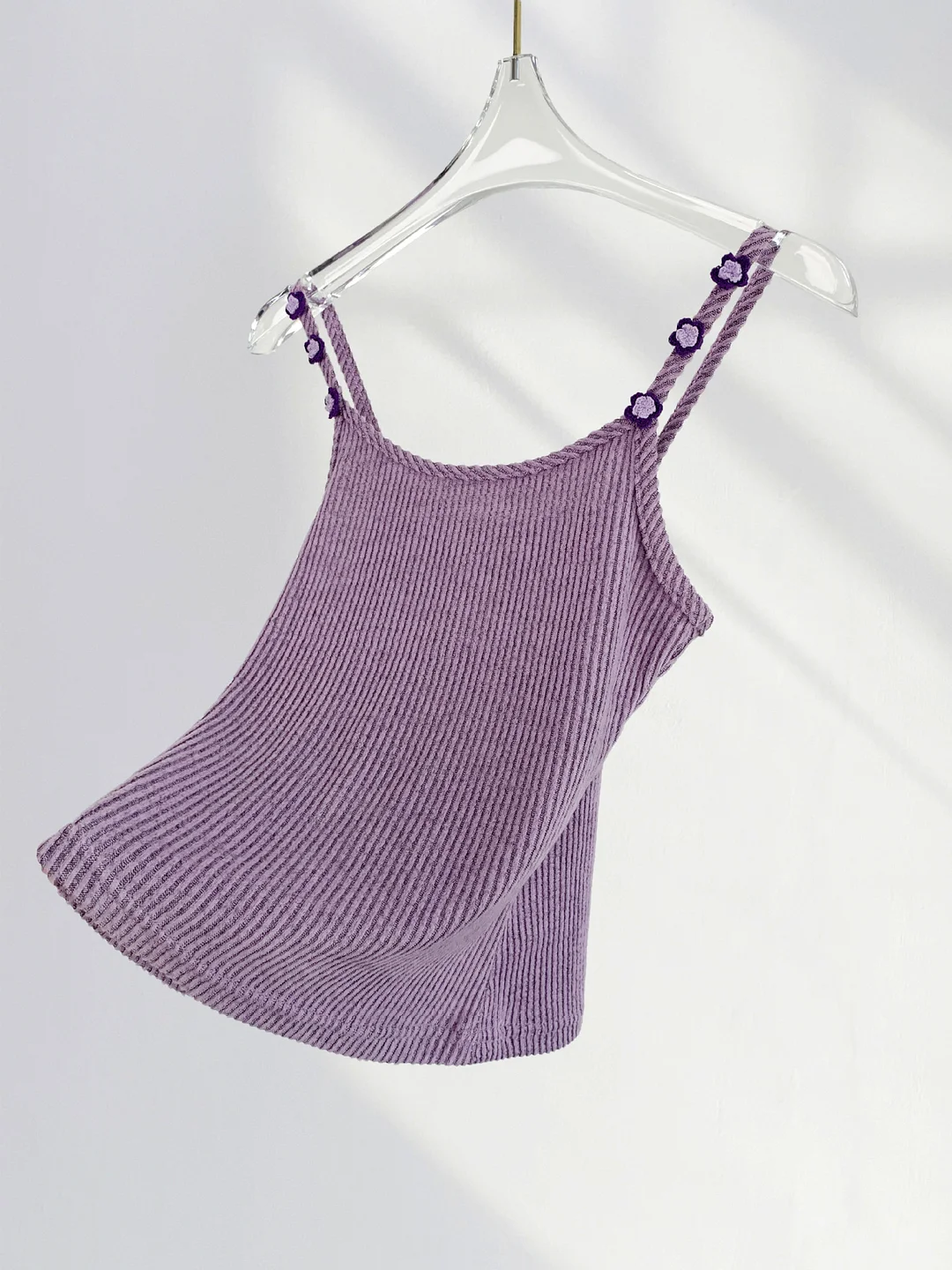 Zingj Zingj Bird Handmade Crochet Purple Flower Sling Vest Female Summer Outside Wear Summer Dopamine Top Slim
