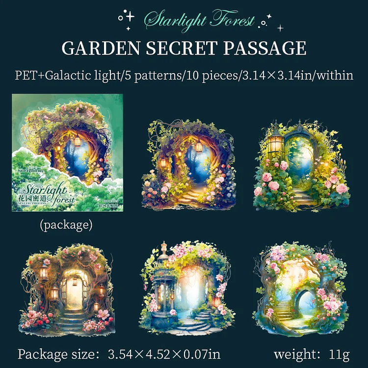Journalsay 10 sheets of Starlight Forest Series Retro Flower PET Stickers