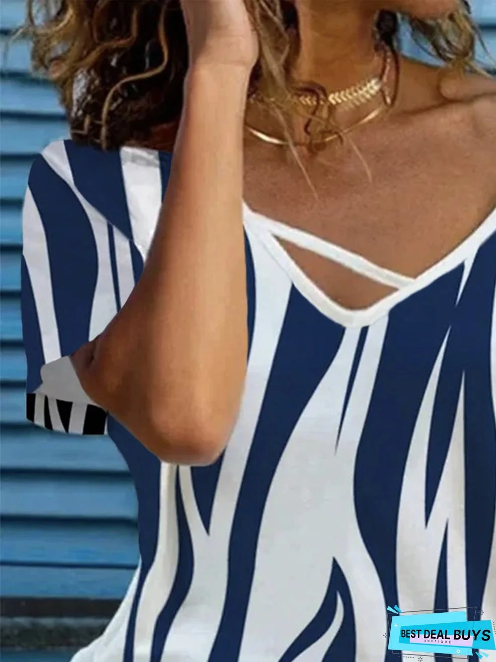 Floral Short Sleeve V Neck Plus Size Casual Tops